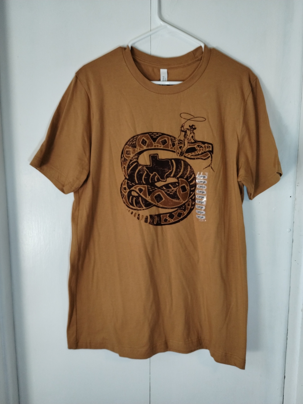 Men's Short Sleeve Graphic Tee in Brown with Snake Design
